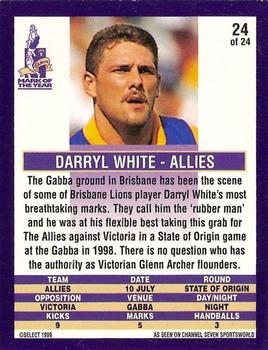 1999 Cadbury Classic Grabs 98 #24 Darryl White Back
